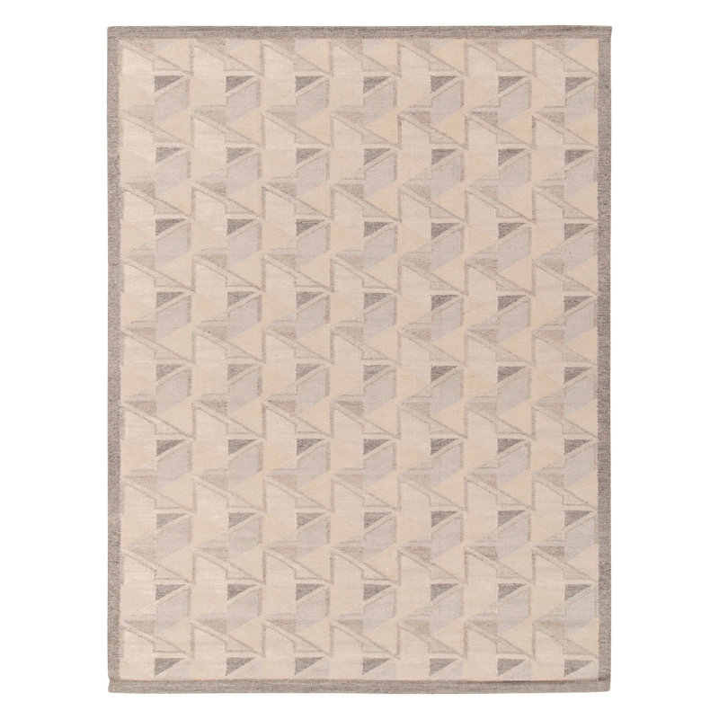 Hand Knotted Wool Geometric Area Rug, Rectangle 6' x 9'