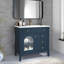 Lavabo de salle de bain de style milieu du siècle de 90,4 cm (35,6 po) avec verre à motifs et bande lumineuse à détecteur de mouvement