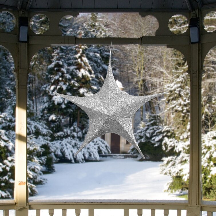 Northlight - 20 Silver Lighted Tinsel Christmas Snowflake Window Decor