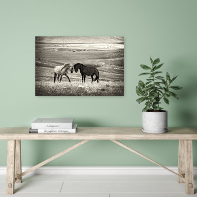 Wild Horses Together Rustic Abstract Contemporary Horse Landscape Nature Wall Art Print 1 Piece Wrapped Canvas Wall Art