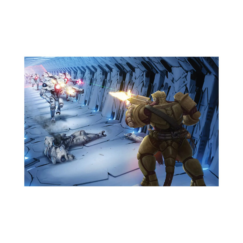 «Obozaya Gunning Down Robots», reproduction d'art sur toile tendue, H 40 po x l 60 po, Toile tendue, Ne s’applique pas
