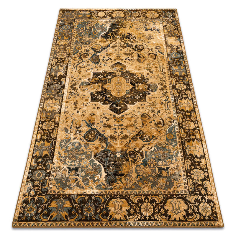 Raiden Oriental Wool Area Rug, Yellow, Rectangular 200 x 300cm