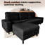 3 Seater Corduroy Sofa & Chaise,L Shaped Sofa with Movable Storage Ottoman, 3-Seater Modular Sectional Sofa, Corduroy Couch, Wooden Frame, Deep Seat, Ideal for Living Room, Black-163237350