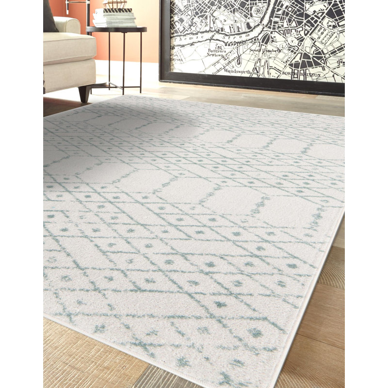 Tapis ivoire à motif géométrique ivoire d'Igon, Carré 5 pi 3 po