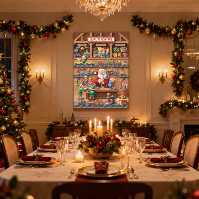 Ensemble de 3 impressions sur toile, atelier de Noël, atelier de lutins, atelier de Noël
