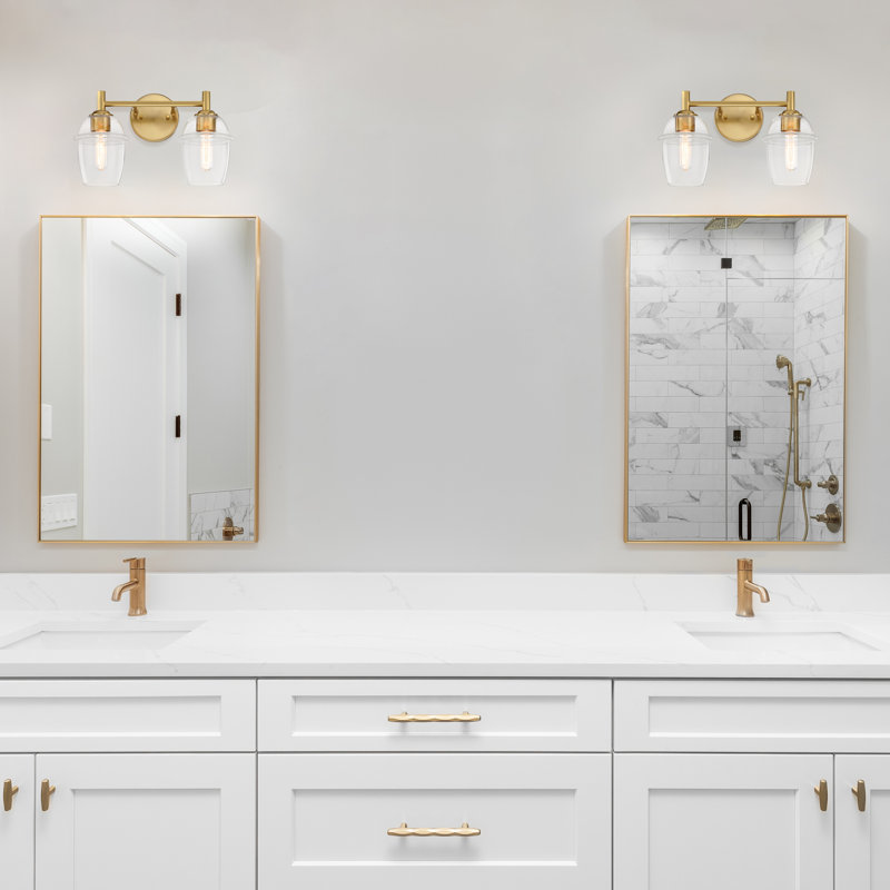 Éclairage pour meuble-lavabo à intensité variable Lecy, Noir mat, 2 lumières, 16 po de largeur