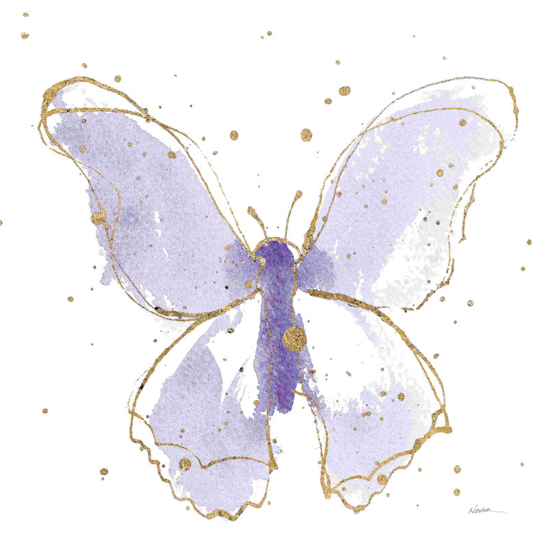 Papillons dorés II lavande, L 12 po x H 12 po