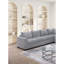 Canapé modulaire contemporain en L 6 pièces en velours côtelé gris pour le salon, les accoudoirs carrés et le dossier moelleux avec coussin-963898293