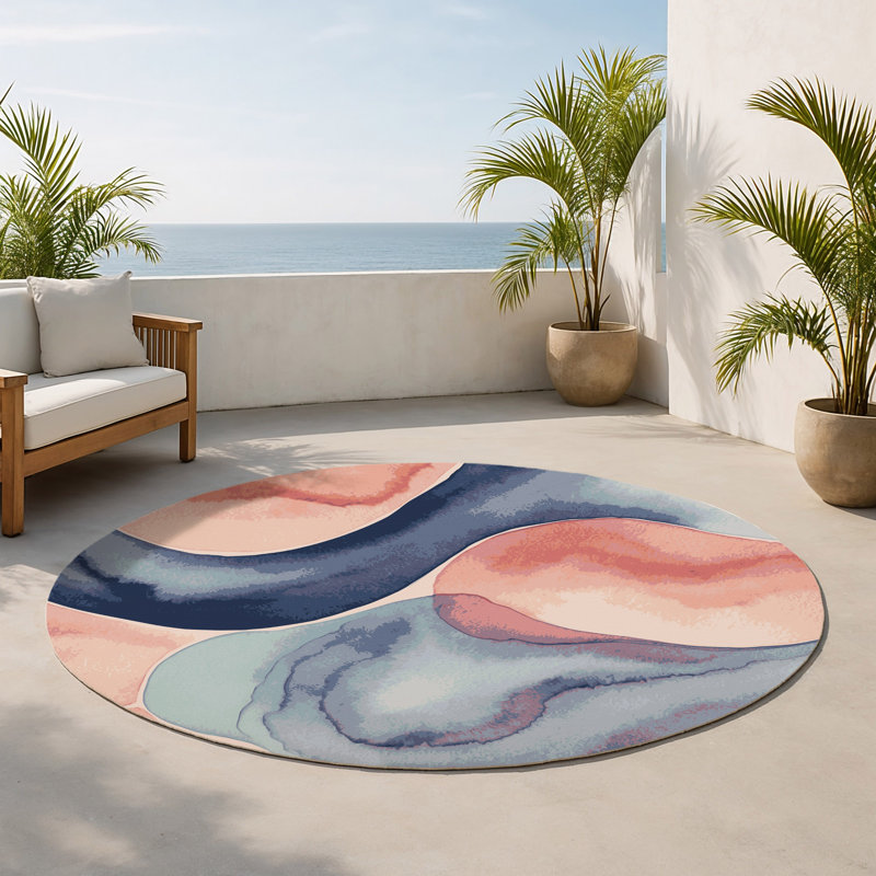 Ocean Veil Indoor And Outdoor Area Rug, Round 5'