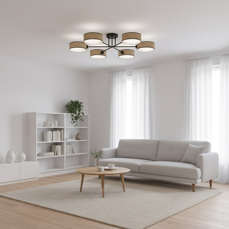 Spandrel Flush Mount, Brown, Rattan