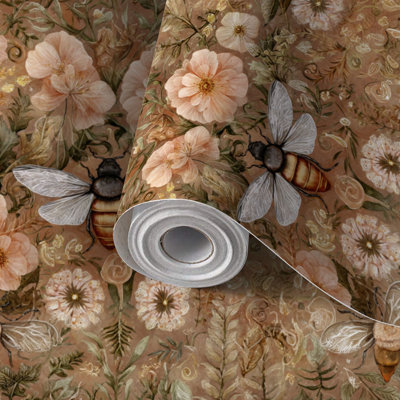 Papier auto-adhésif auto-adhésif et amovible à motif de fleurs sauvages pastel 24 po x 118 po (60 x 300 cm)