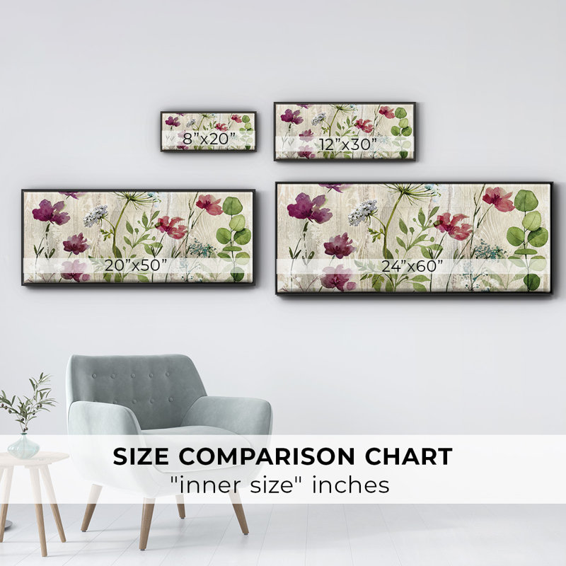 Meadow Flowers I- Framed Canvas, 20" H x 50" W