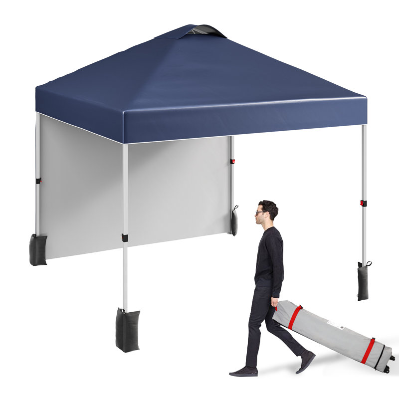 10 x 10 pi Tente escamotable avec sac à roulettes, protection UV imperméable Oxford, hauteur réglable, Bleu