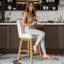 Tabouret de bar pivotant en tissu 30,6 po, blanc (ensemble de 2)