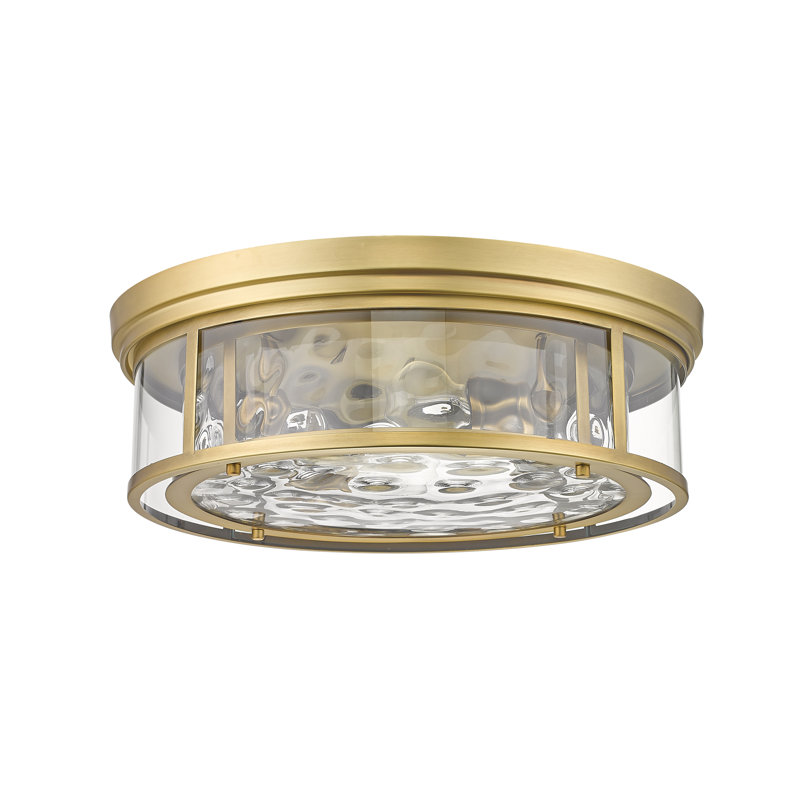 Masuda Glass Flush Mount, Rubbed Brass