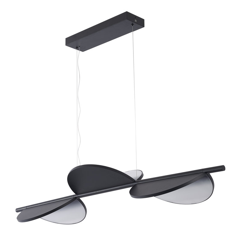 Luminaire suspendu 4 lumières DEL en aluminium noir avec diffuseurs en acrylique blanc