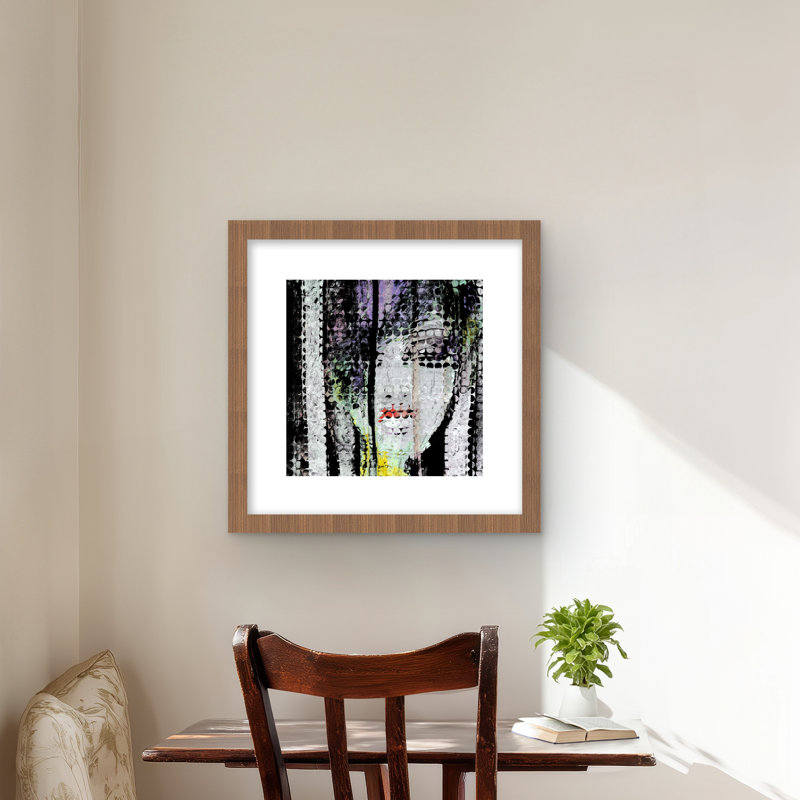 Impression abstraite de femme colorée - art mat encadré noir