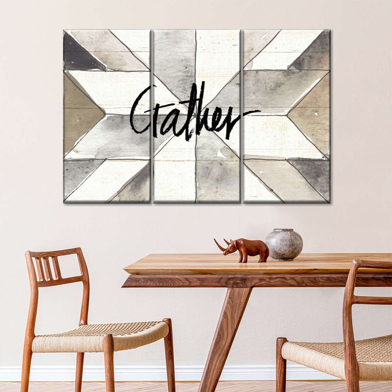 Farm Memories Gather - Ensemble de 3 toiles tendues, H 42 po x l 65 po x P 1,25 po