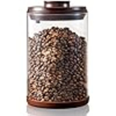 Coffee Canister, 2000Ml Borosilicate Glass Airtight Coffee Containers For Ground Coffee With CO2-Release Valve - Large, 21 Oz, Brown
