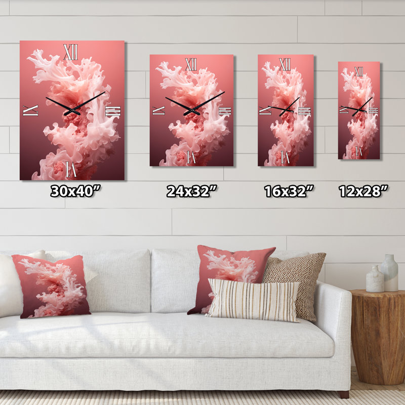 Horloge murale Whispering Corals Ink Expression - Coastal Coral, Très grand