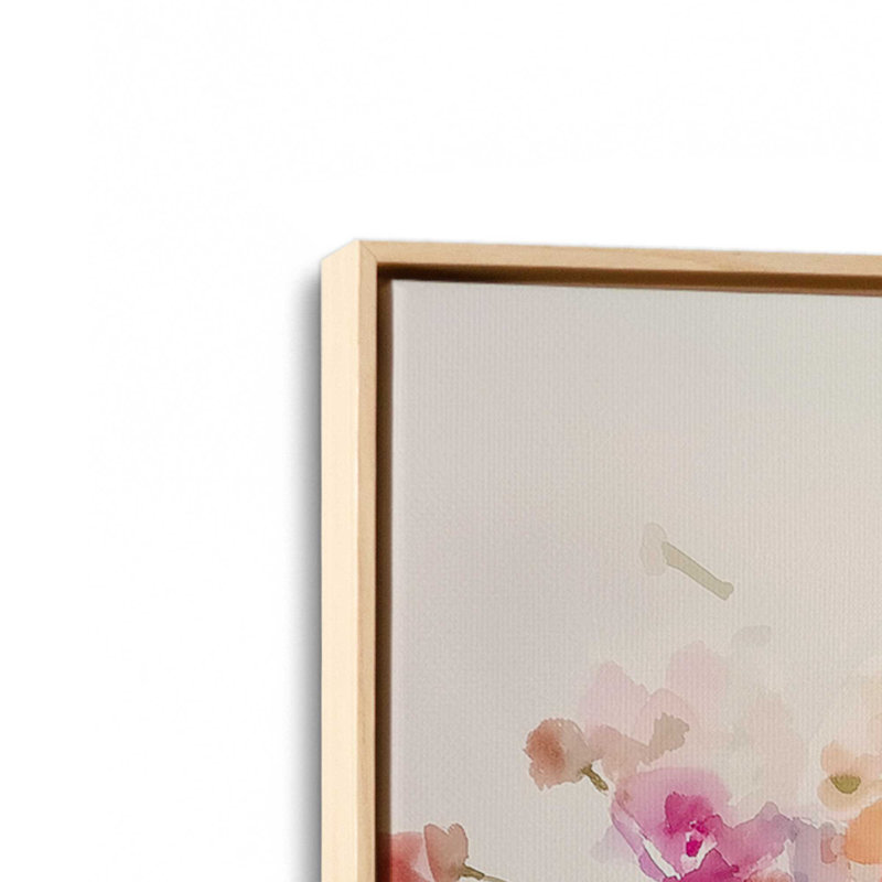 Blush Meadow Blooms, ensemble de 2 impressions, 12 po x 12 po, Cadre flottant en érable américain
