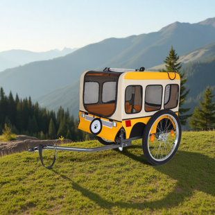 Large Folding Bike Trailer For Dogs - 20×2 1/8 Inches Wheels, Heavy-Duty Steel Frame, Spacious Design, All-Terrain Cycling