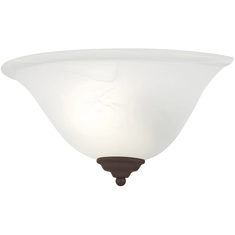 1-Light Bronze Wall Sconce White Alabaster Glass Shade: Stylish Illumination with Alabaster Glow