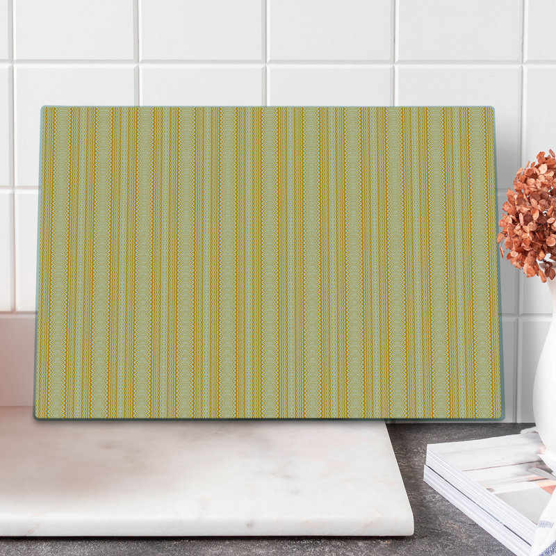 Planche à découper de style bohémien Ambesonne, bandes de grand format et chevron ikat souci et blanc