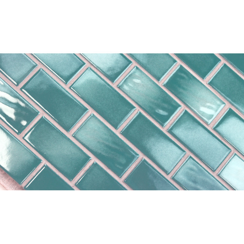 Swimming Pool Series 1" X 2" Porcelain Mosaic Tile, Oasis