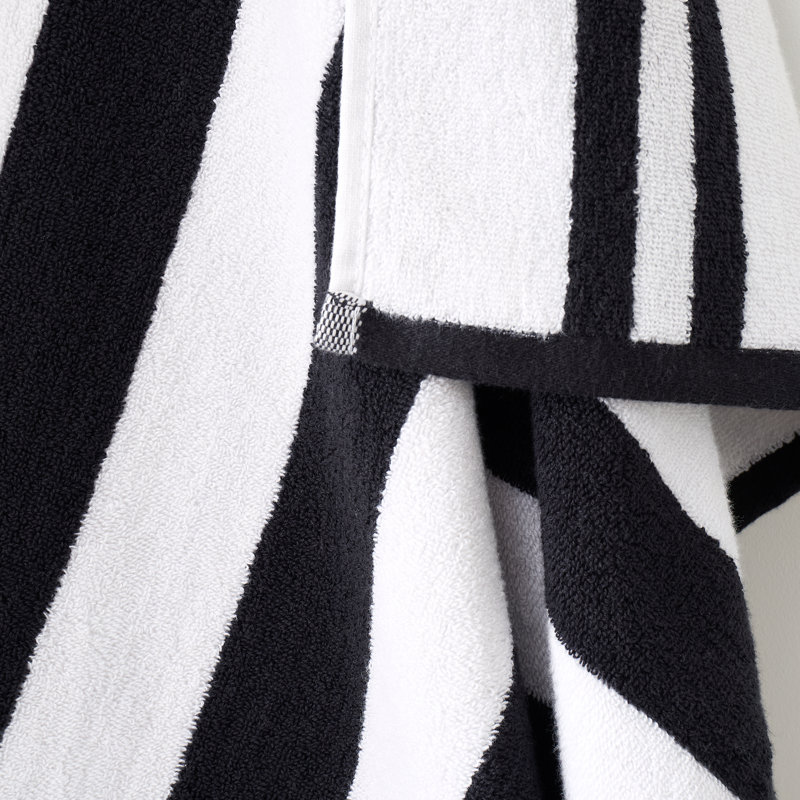 Reversible Stripe Jacquard 100% Cotton Hand Towel, Black