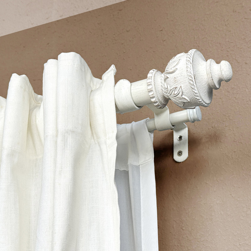Ensemble de tringle à rideaux double réglable 1-1 / 8 po, style campagne blanche pour habillage de fenêtre en couches, Blanc