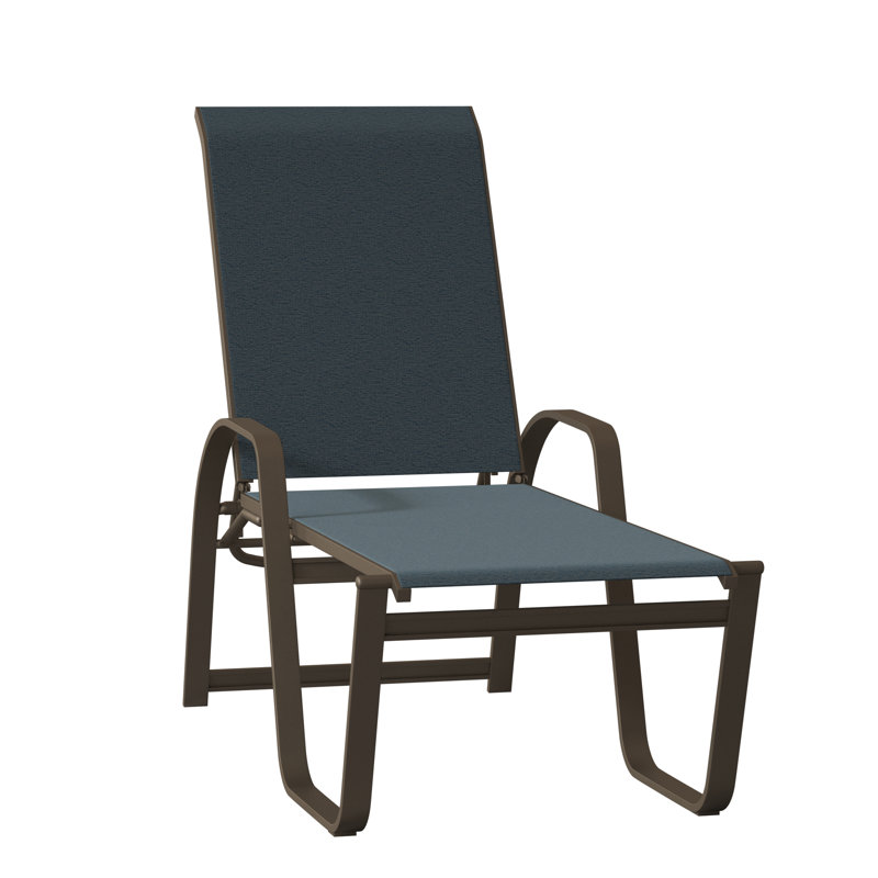 Chaise longue inclinable Holna, Bois de plage texturé, Cobalt 35D Sunbrella®