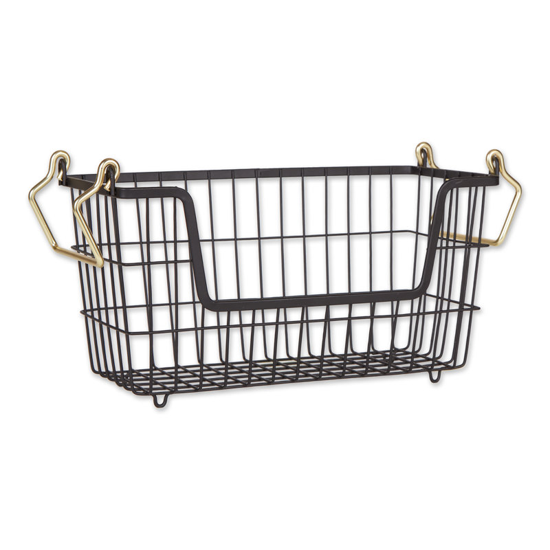 Rebrilliant Decorative Bin, 6.7'' H x 6.3'' W x 12.6'' D, Black/Gold