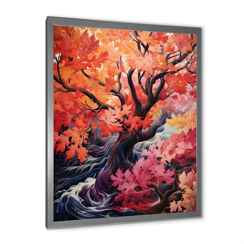 Rose fauve sauvage d'Afrique - arbre, art mural africain, Cadre photo argenté, H 32 po x l 24 po x P 1 po