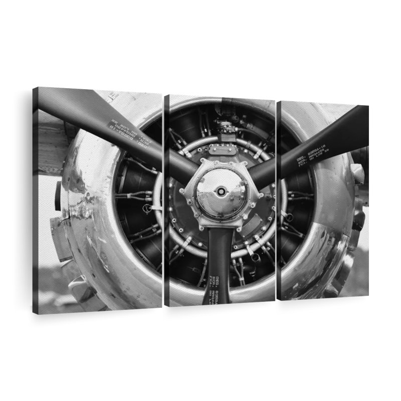 Hélice d'avion - ensemble de 3 toiles tendues, H 24 po x l 38 po x P 1,25 po