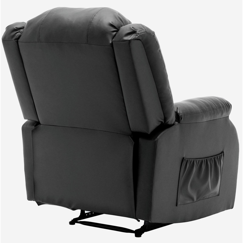 Laekyn Faux Leather Manual Rocker Recliner, Black