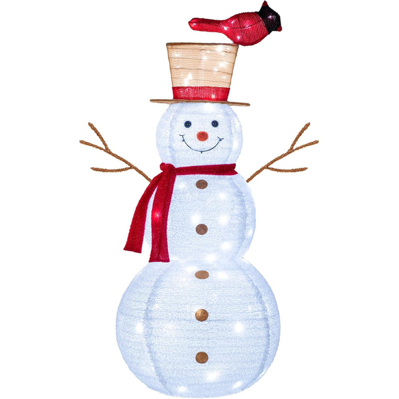Bonhomme de neige de Noël illuminé avec chapeau haut de forme