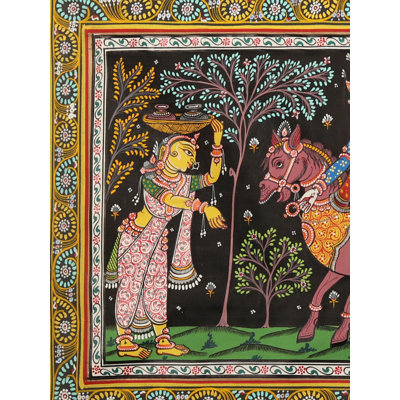 Kanchi Abhijan Patachitra Painting | Natural Color Painting On Tussar Silk
