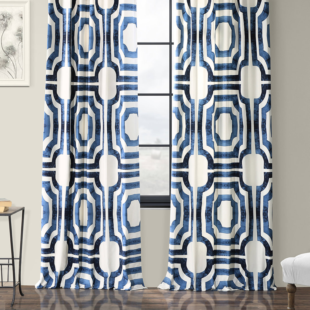 Magari Geometric Printed Cotton Rod Pocket Room Darkening Curtains - Single Panel Drapes Corrigan Studio® Curtain 