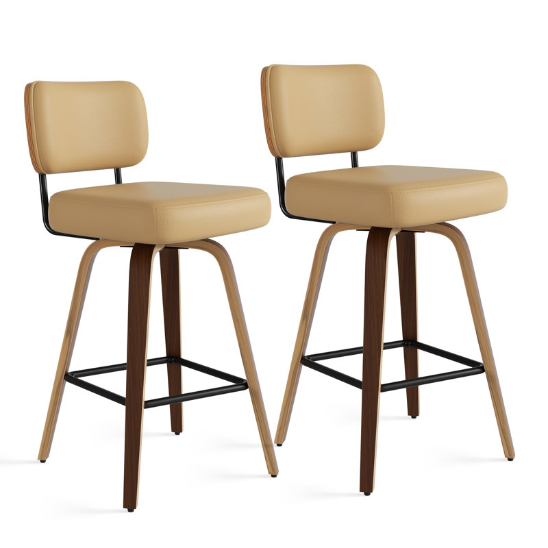 Tabouret pivotant rembourré à hauteur de bar, Kaki