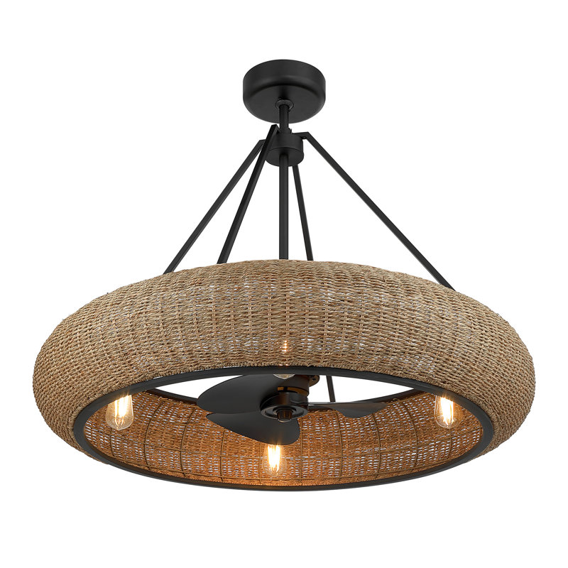 Gaia 4-Light Fan D'Lier in Warm Brass by Breegan Jane, Matte Black