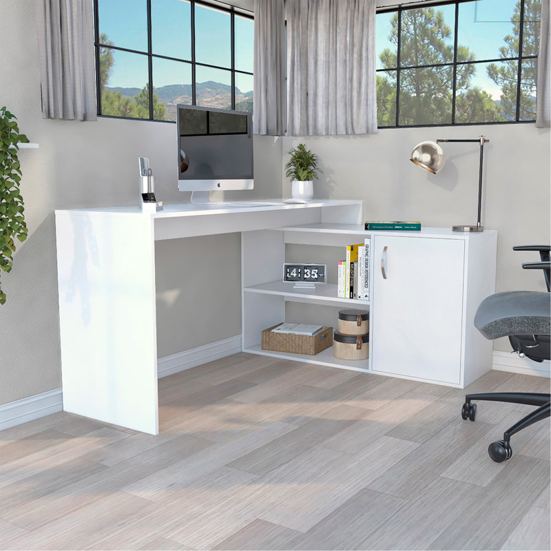 Bureau en L Desti, bureau, blanc
