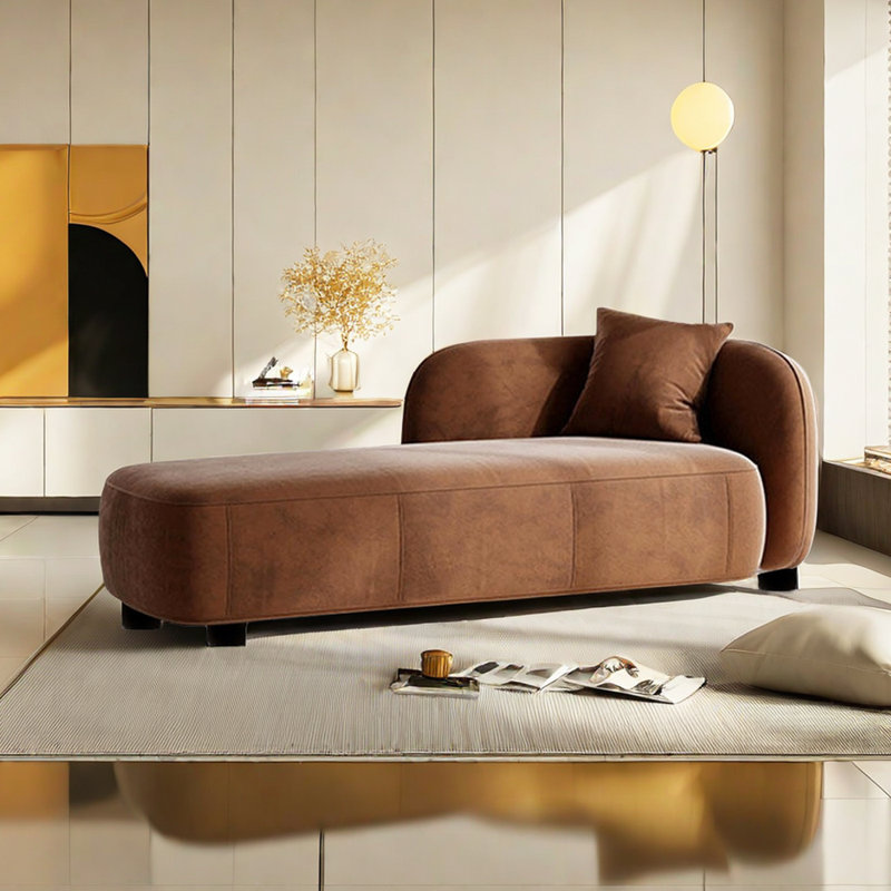 Chaise longue rembourrée Kurtlin, Accoudoir à droite (vu de face), Café