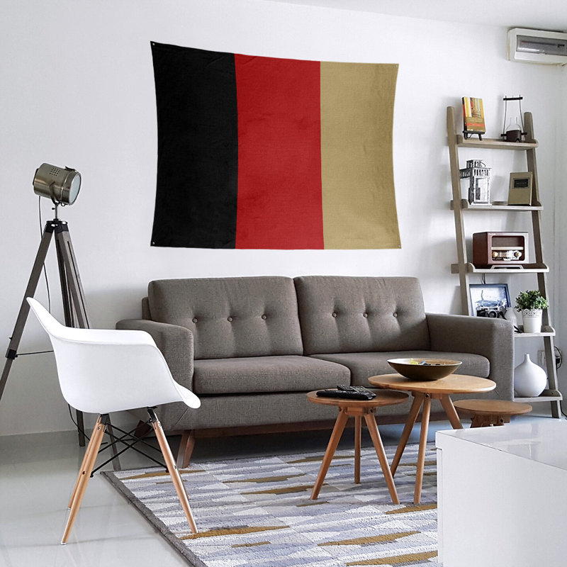 Tapisserie en polyester San Francisco, H 68 po x l 80 po, Noir/rouge/or