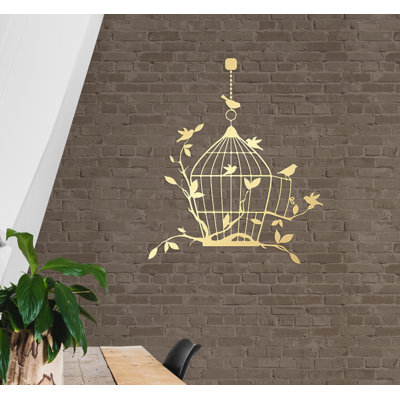 Oiseau gratuit à l'extérieur de la cage, décoration murale en métal, cadeau de pendaison de crémaillère