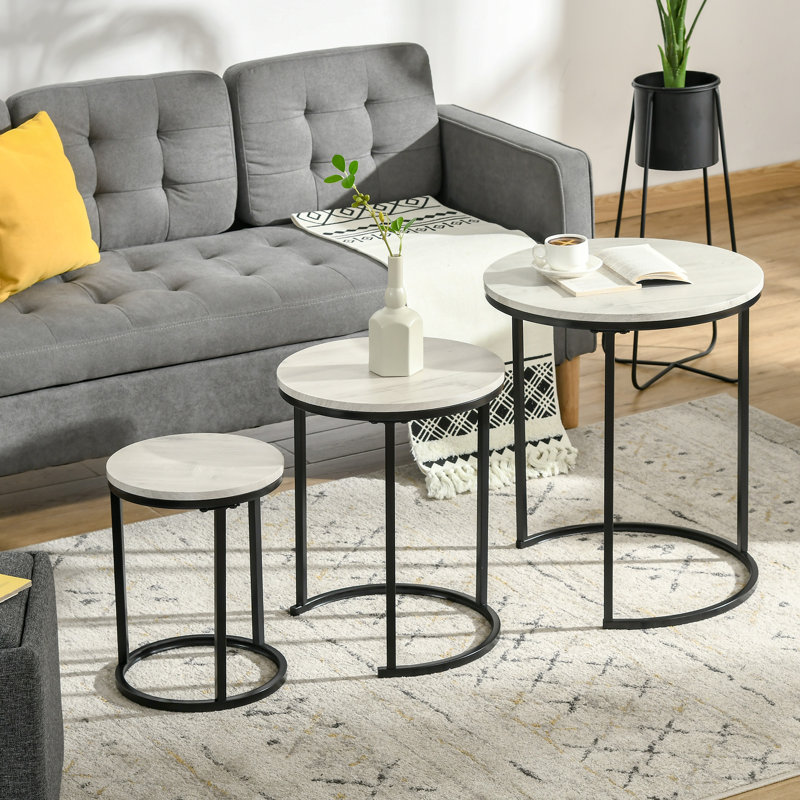 Ensemble de 3 tables basses Frame, Gris