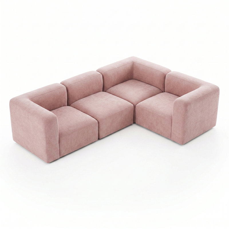 Bouclé 4-Piece Modular L-Shaped Sectional Sofa with Deep Seating