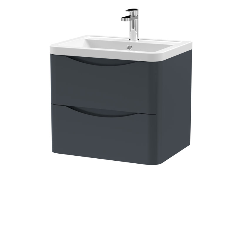 Lunar 600mm Single Bathroom Vanity with Integrated Vitreous China Basin, Soft Black