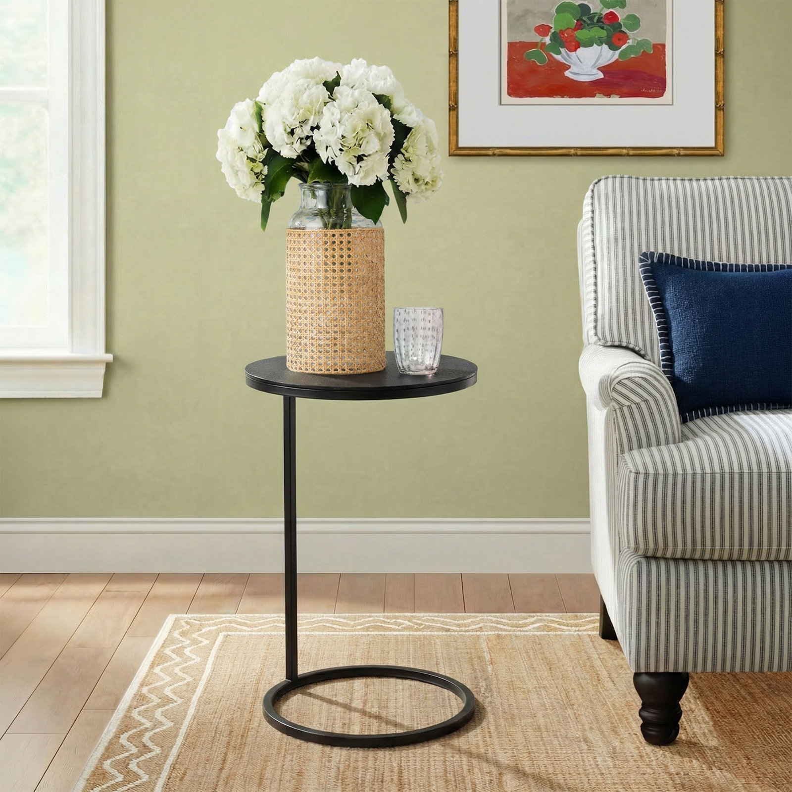 Addie C Table End Table, Aged Black Top/Aged Black Base