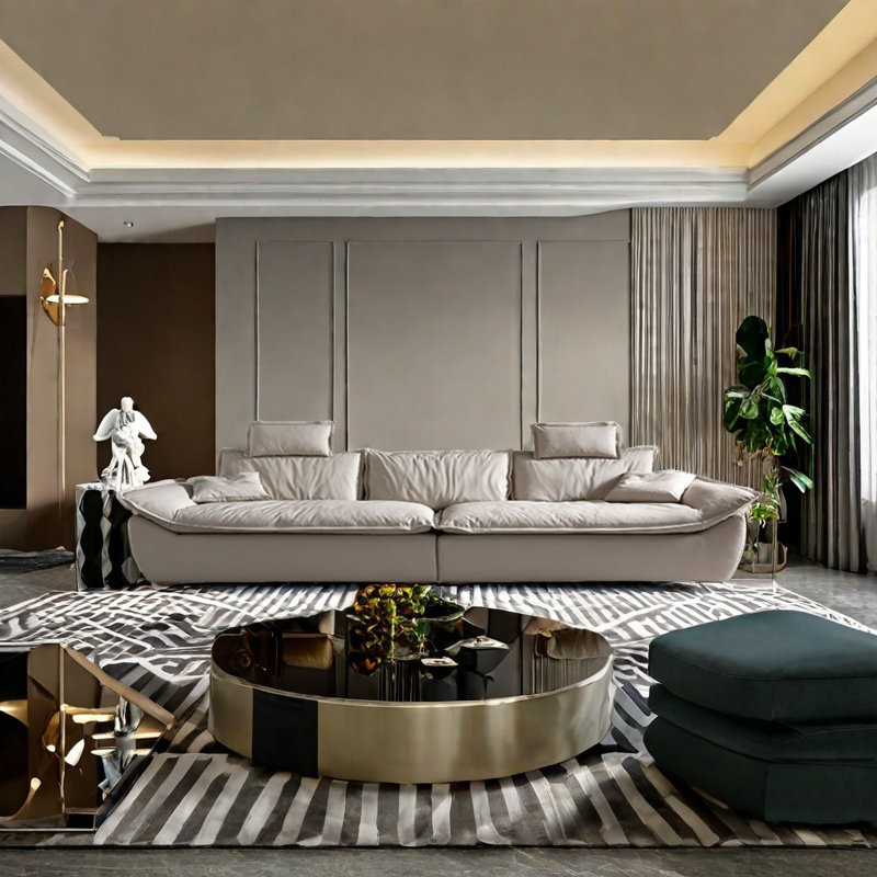 Canapé de luxe simple à lumière simple, 4, H 35,82 po x l 141,73 po x P 38,58 po